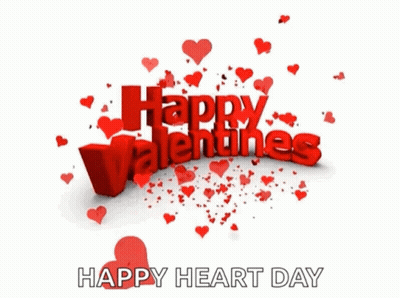 Happy Valentine's Day Greeting With Red Hearts Saying Happy Heart Day GIF