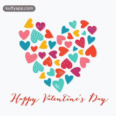 Happy Valentine's Day Heart Made Of Hearts GIF