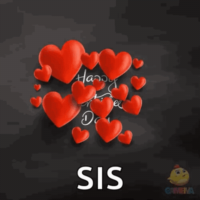 Happy Valentine's Day Sis Card With Red Hearts GIF