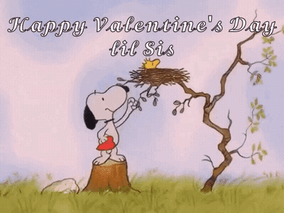 Happy Valentine's Day Snoopy And Woodstock GIF