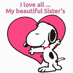 Happy Valentines Day Beautiful Sisters Snoopy GIF