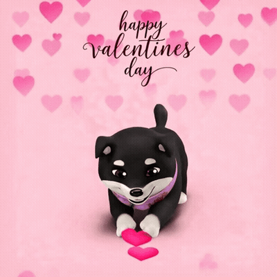 Happy Valentines Day Dog Wearing Bandana GIF