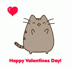 Happy Valentines Day Pusheen Cat Heart Balloon GIF