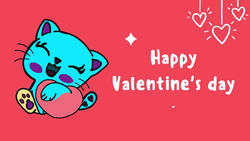 Happy Valentines Day Son Blue Cat Hugging Heart GIF