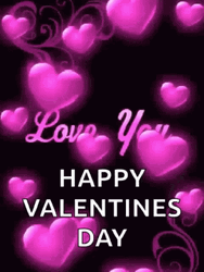 Happy Valentines Falling Purple Hearts GIF