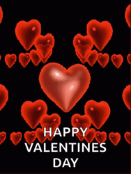 Happy Valentines Floating Red Hearts GIF