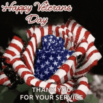 Happy Veterans Day Card With American Flag Flower GIF