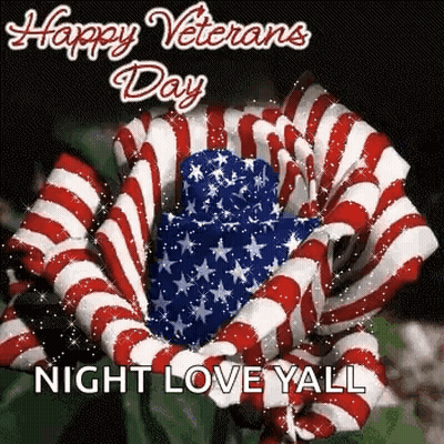 Happy Veterans Day Night Love Yall American Flag Rose GIF