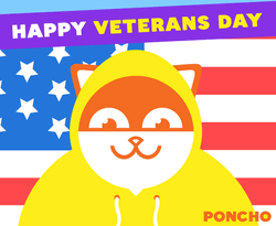 Happy Veterans Day Poncho Bear Animated Greeting
