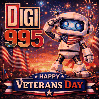 Happy Veterans Day Robot Poster GIF
