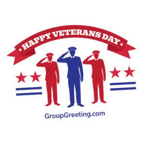 Happy Veterans Day Soldiers Saluting Sticker