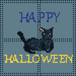 Happy Vintage Halloween Trick Or Treat Cat GIF