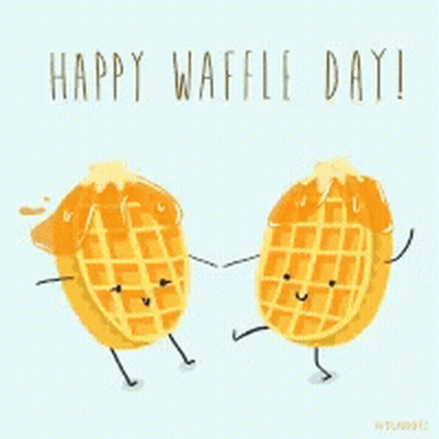 Happy Waffle Day Greeting Card With Two Waffles GIF