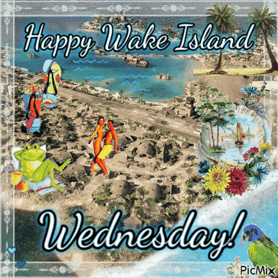Happy Wake Island Wednesday Frog Greeting Card GIF