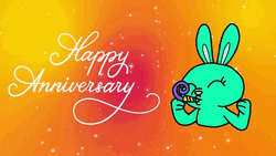 Happy Wedding Anniversary Bunny Party Horn GIF