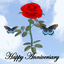 Happy Wedding Anniversary Butterflies On Roses GIF
