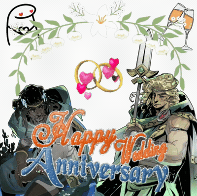 Happy Wedding Anniversary Card With Sword And Hearts GIF