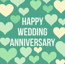Happy Wedding Anniversary Flashing Green Hearts GIF