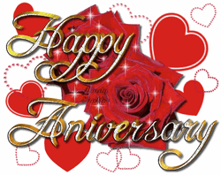 Happy Wedding Anniversary Glittery Red Roses GIF