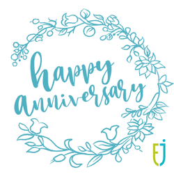 Happy Wedding Anniversary Green Wreath GIF