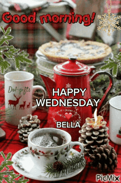 Happy Wednesday Bella Coffee Cup GIF