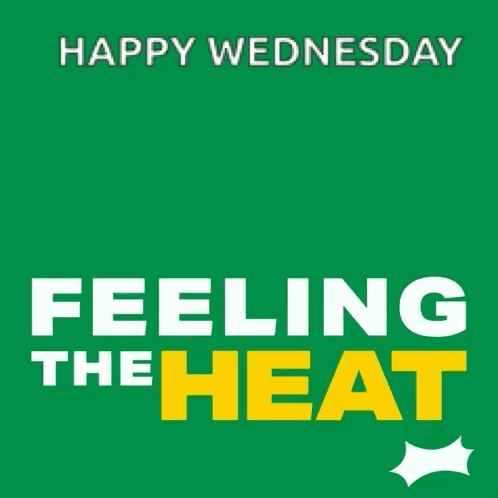 Happy Wednesday Feeling The Heat With A Sun Wearing Sunglasses On A Green Background GIF
