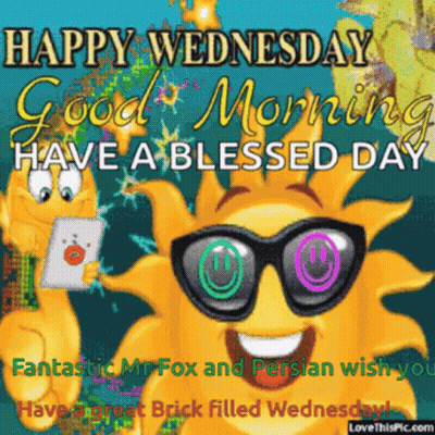 Happy Wednesday Good Morning Have A Blessed Day Fantastic Mr. Fox And Persian Wish You A Great Brick Filled Wednesday GIF