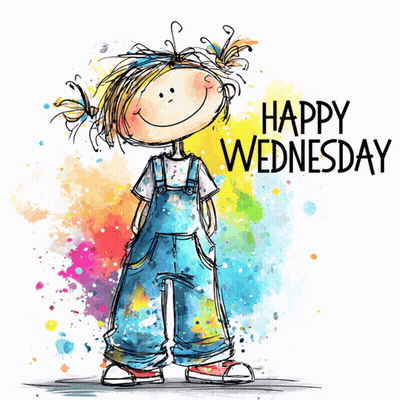 Happy Wednesday Greeting Card Cartoon Girl GIF