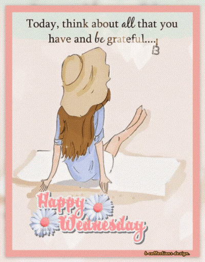 Happy Wednesday Woman Sitting On Beach GIF