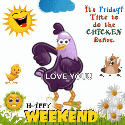 Happy Weekend Dancing Chicken GIF