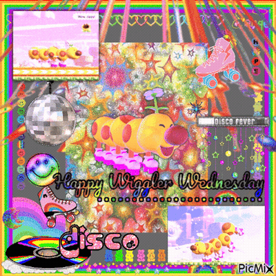 Happy Wiggler Wednesday With Disco Ball And Caterpillar GIF