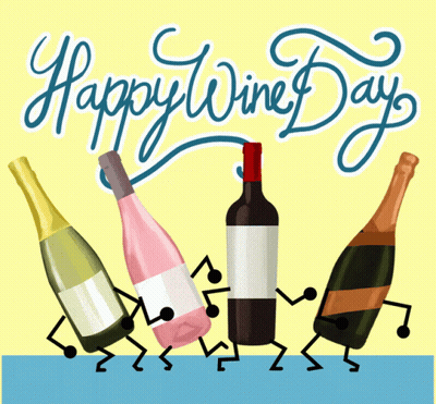 Happy Wine Day Poster With Dancing Bottles GIF