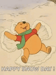 Happy Winnie The Pooh Enjoying Snow Day GIF