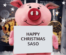Happy Winter Christmas Cute Pig Wink Stars  GIF