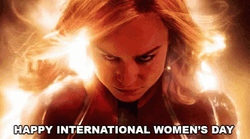 Happy Women's Day Captain Marvel Laser Eyes GIF