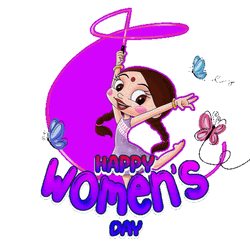 Happy Women's Day Cute Girl Purple GIF