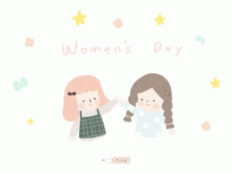 Happy Women's Day Cute Girl Sisters GIF