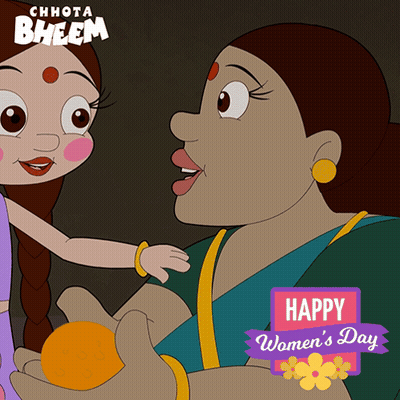 Happy Women's Day Greeting Card With Cartoon Character GIF