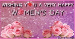 Happy Women's Day Pink Roses Sparkles GIF