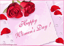 Happy Women's Day Red Roses Letter GIF