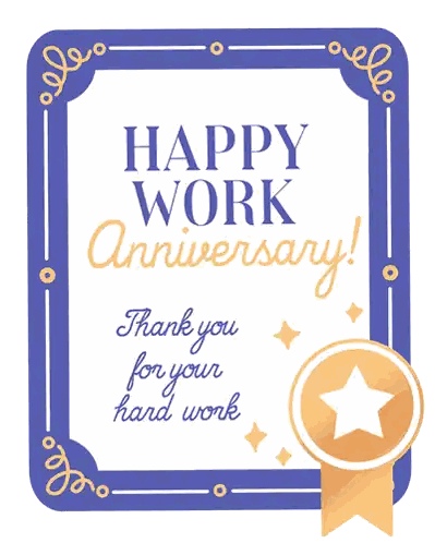 Happy Work Anniversary Card With Gold Star Sticker