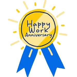 Happy Work Anniversary Gold Medal Sticker