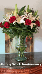 Happy Work Anniversary With Flowers GIF