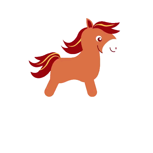 Happy Year Of The Horse Greeting Card With Cartoon Horse Sticker