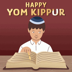 Happy Yom Kippur Reading Bible Hebrew Calendar GIF
