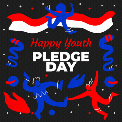 Happy Youth Pledge Day Poster Red White Blue Figures GIF