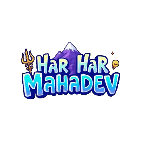 Har Har Mahadev Logo With Mountain And Trident Sticker