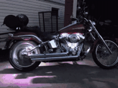 Harley Davidson Motorcycle In Front Of House GIF