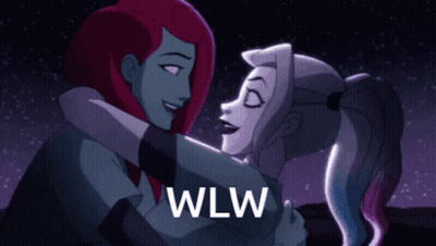 Harley Quinn And Poison Ivy Hugging With WLW GIF