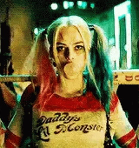 Harley Quinn Blowing Bubble GIF